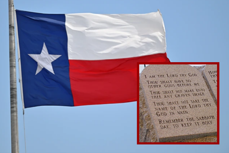 Federal judge temporarily halts law requiring the display of the Bible’s Ten Commandments in public school classrooms in Texas.