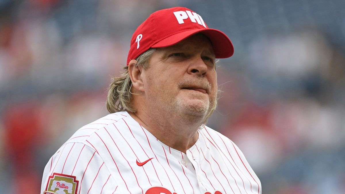 Former Phillies player John Kruk inquires about the time during the game