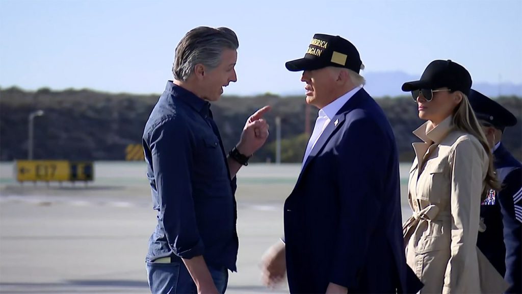 Governor Newsom imitates Trump's online posting style to make fun of the president.