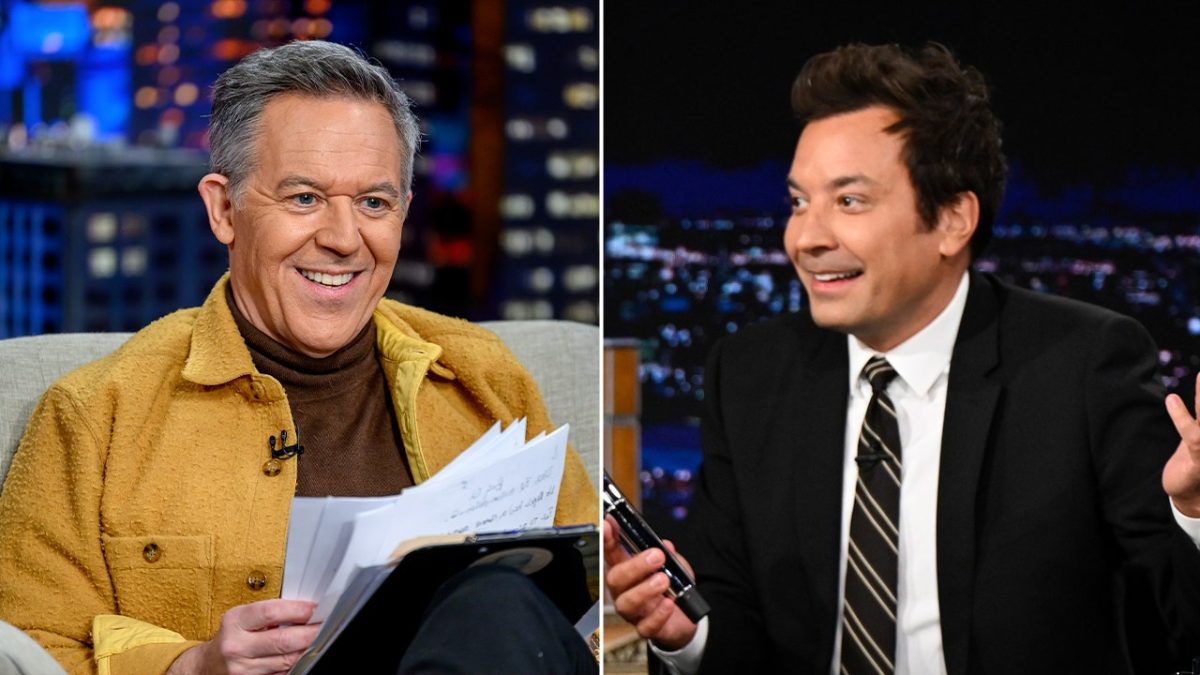 Greg Gutfeld from Fox News appears on NBC's Tonight Show with Jimmy Fallon