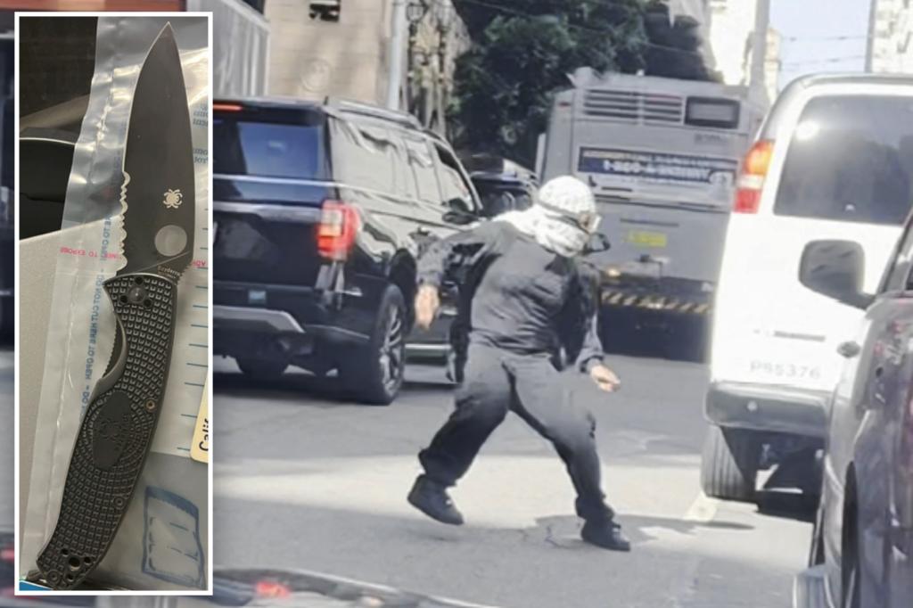 Group in San Francisco attacks ICE agents, and one suspect in a keffiyeh is charged with threatening to 'stab' an officer and harm their family