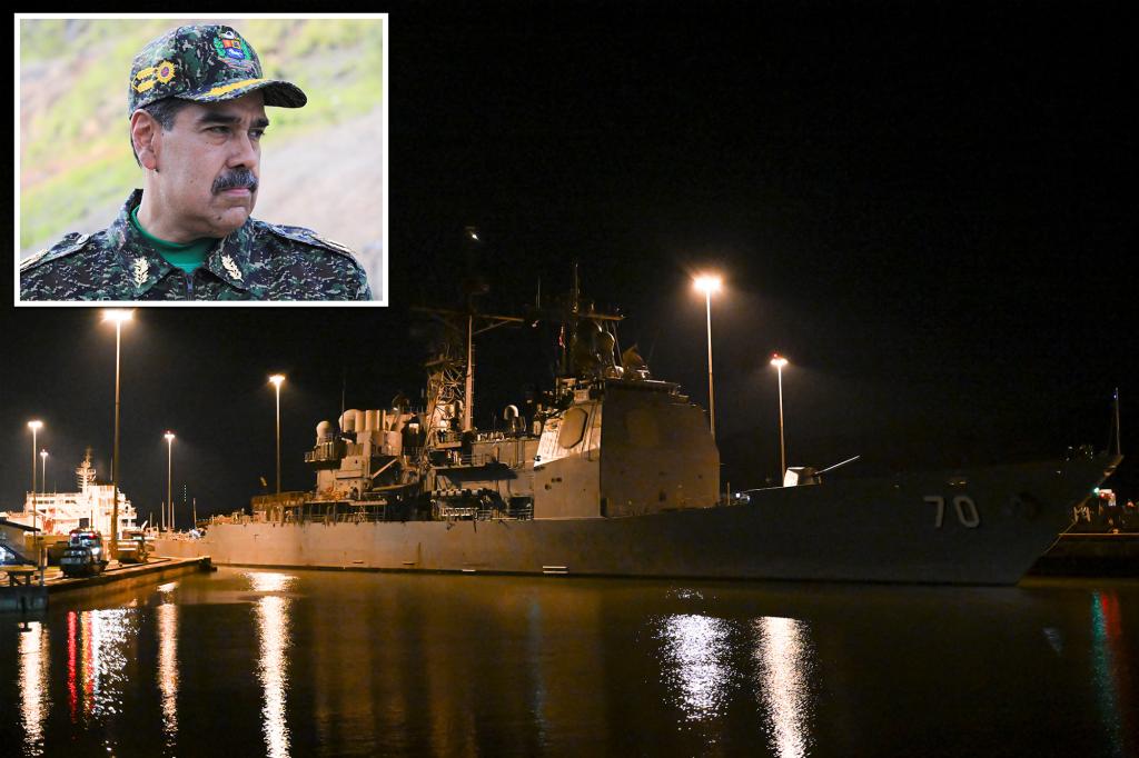 Guided-missile cruiser seen near Venezuela as pressure increases on Maduro