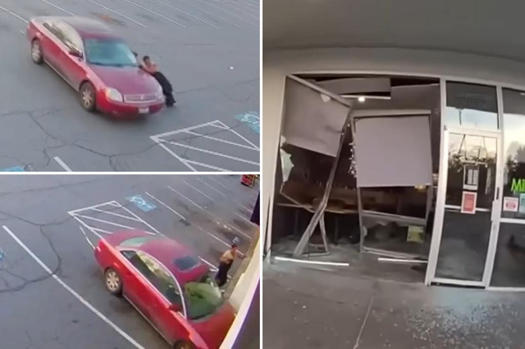 Homemade towing attempt goes wrong as a runaway car hits a restaurant in Washington.