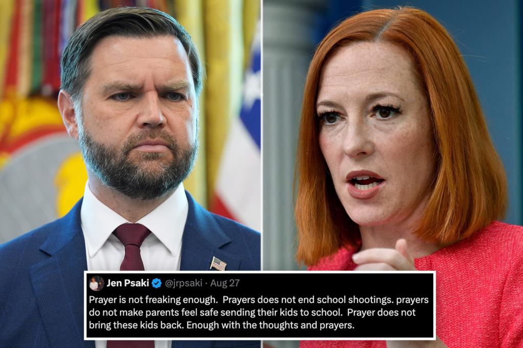 JD Vance criticizes Jen Psaki for her statement saying that prayer 'is not enough' after the Minnesota shooting