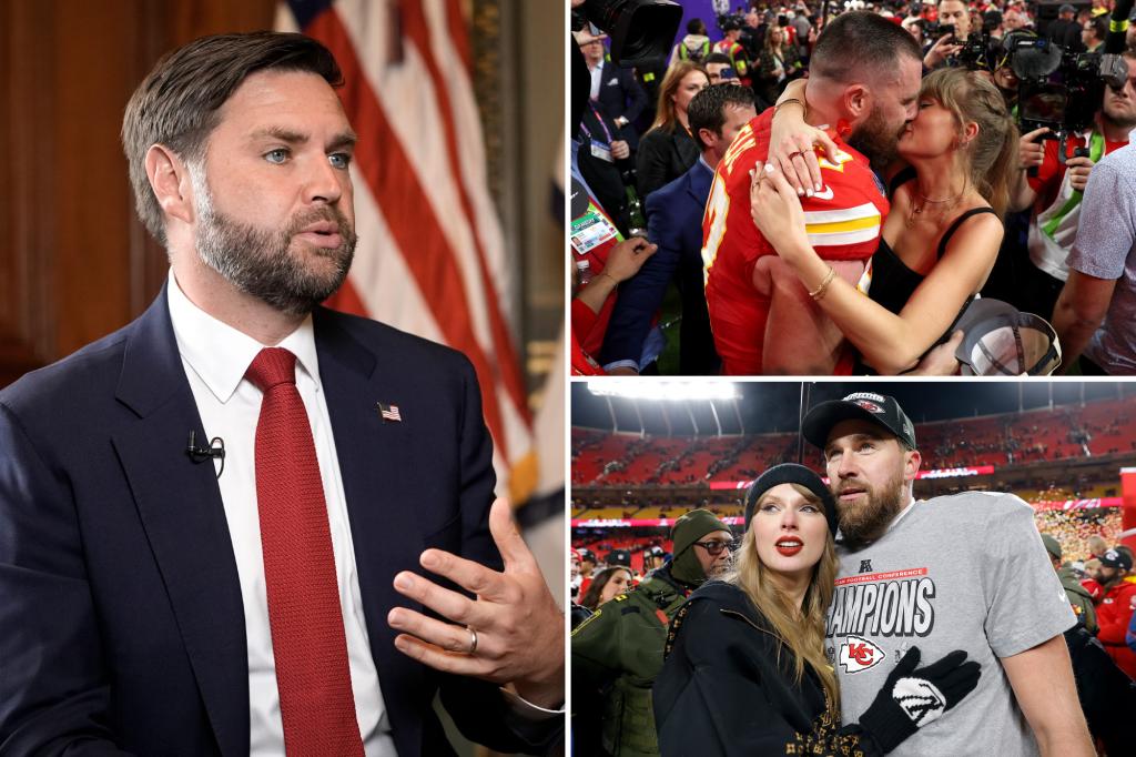 JD Vance is concerned about a "Super Bowl wedding" following the engagement of Taylor Swift and Travis Kelce.