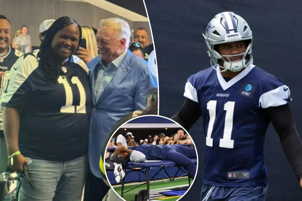Jerry Jones shares a laugh with Micah Parsons' mother regarding the Cowboys situation