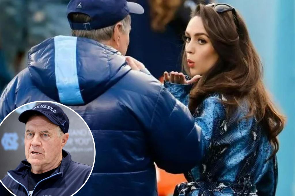 Jordon Hudson sends a kiss to mark the celebration of the Belichick-UNC documentary.