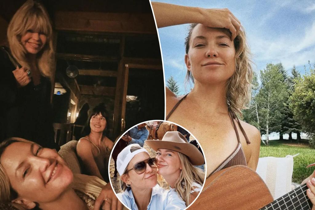 Kate Hudson showcases her bikini and guitar during a family trip to Colorado