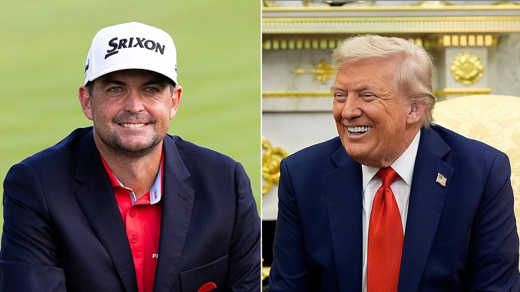 Keegan Bradley reacts to Trump and Rory McIlroy regarding his role as playing captain.