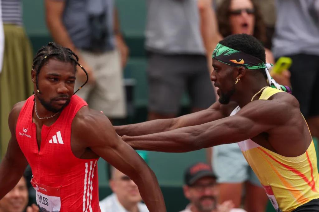 Kenny Bednarek pushes Noah Lyles during intense scene at US track and field championships