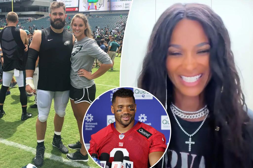 Kylie Kelce connects with Ciara through their shared dislike of the Cowboys.