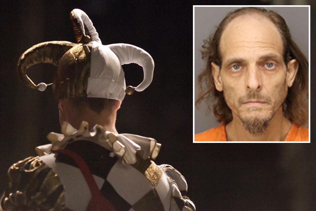 Man in jester costume arrested for threatening landscaper with 12-inch knife over noisy mowing