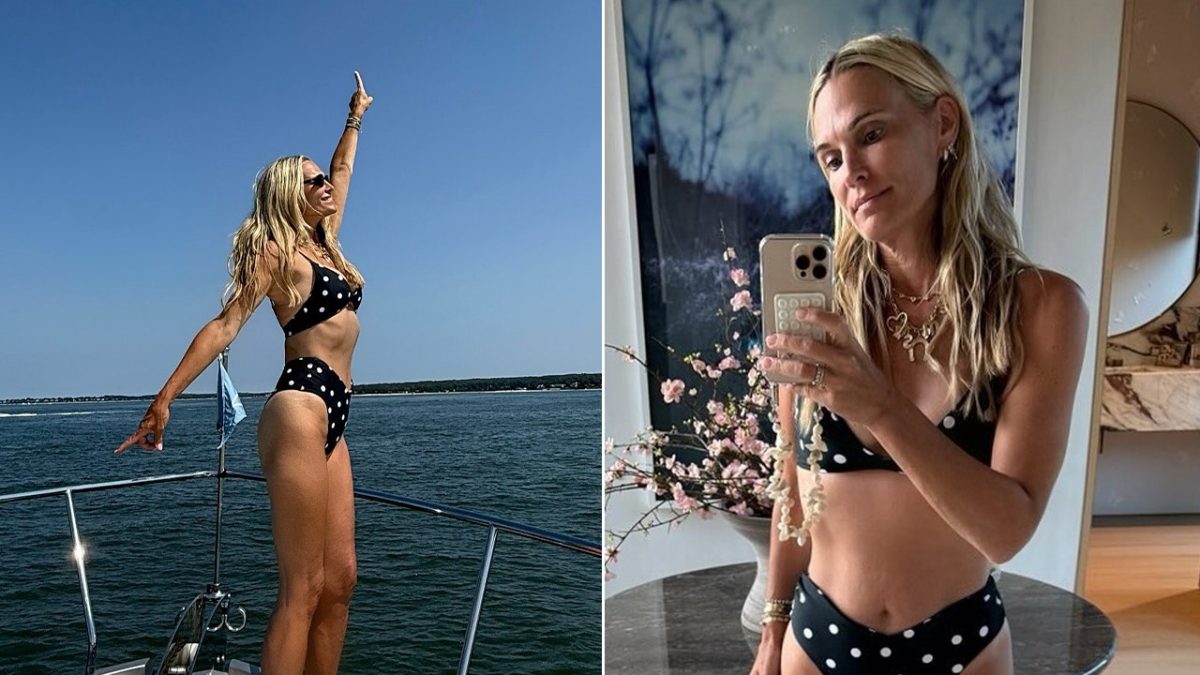 Molly Sims shares bikini pictures from a fun day at the beach with her family.
