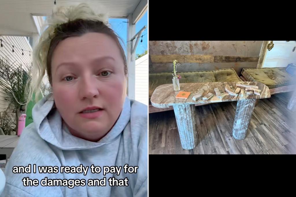 Mother in New Jersey says she was prevented from leaving a café after her child damaged a $1,600 table.