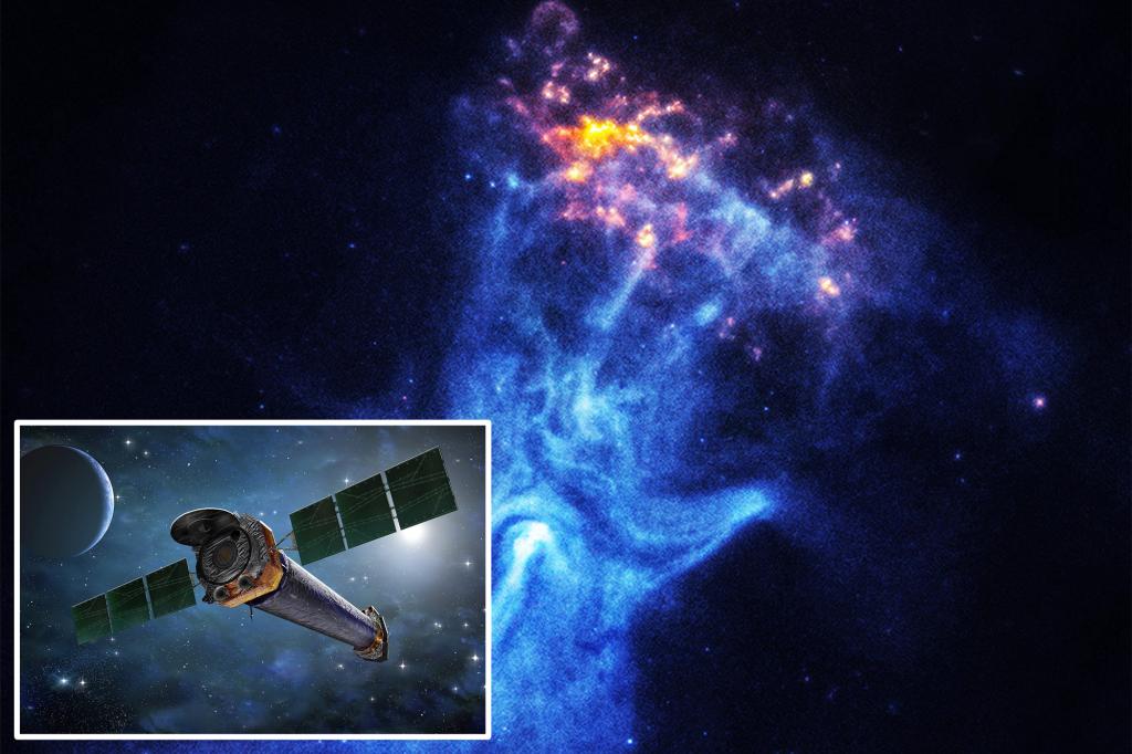 NASA observes a 'cosmic hand' extending across 150 light-years of space
