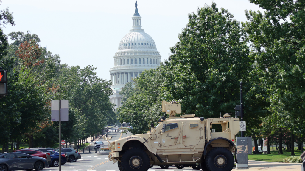 National Guard vehicle collides with car on Capitol Hill Wednesday