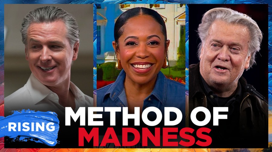 Newsom's recent teasing efforts appear to be working well; Bannon acknowledges the California governor's success.