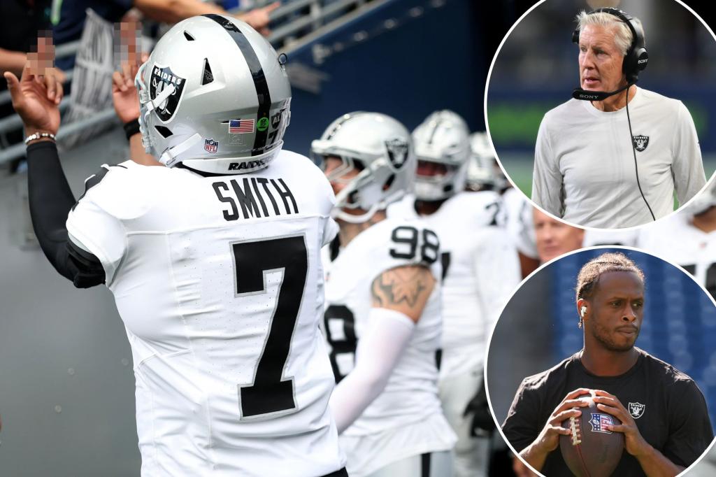 Pete Carroll supports Geno Smith after Raiders quarterback gestures at Seahawks fan