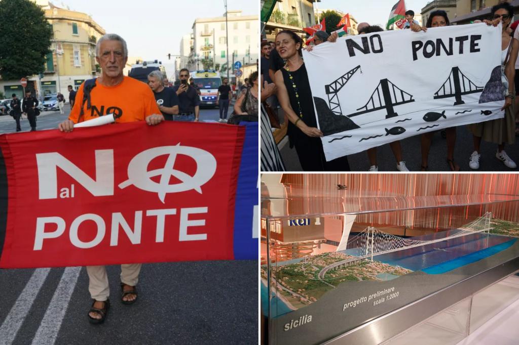 Protests break out in Italy against the proposed $15.5 billion bridge connecting Sicily to the mainland.