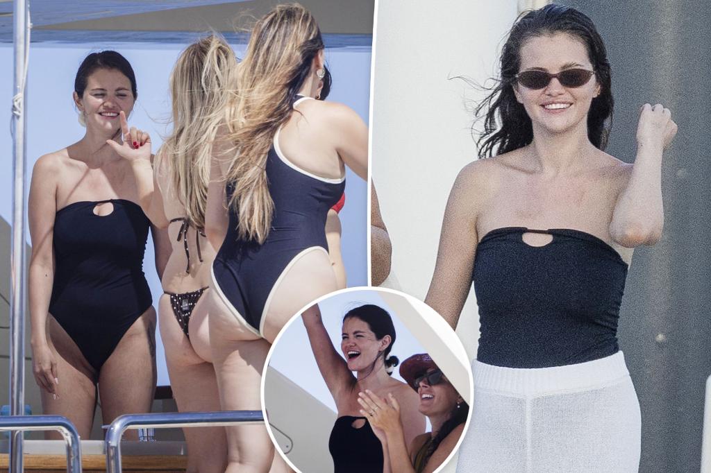 Selena Gomez shows off her body during a girls' trip on a yacht in Cabo.