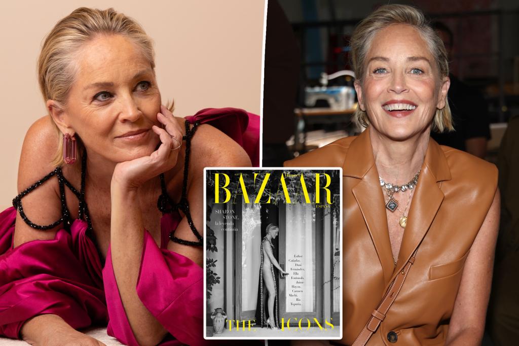 Sharon Stone goes without underwear in a dress featuring a very high slit.