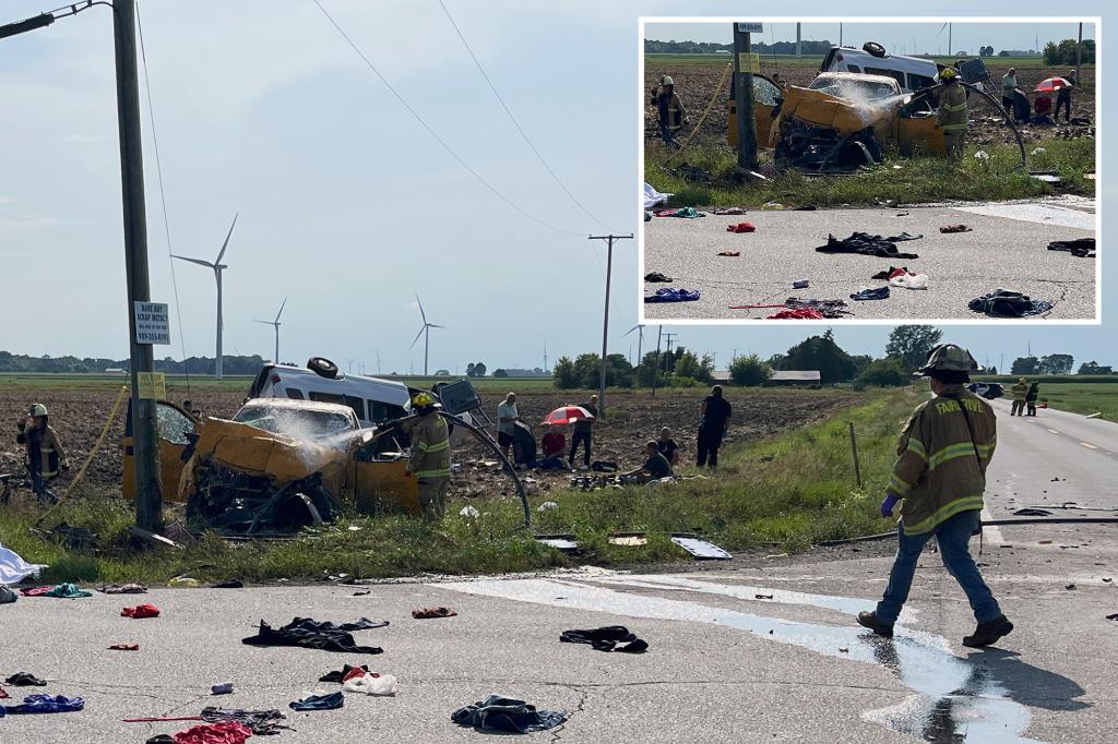 Six people killed in Michigan when a truck collided with a van carrying Amish community members.