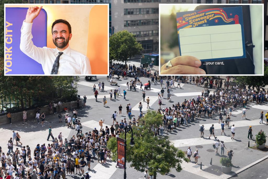 Supporters of Zohran Mamdani rally in NYC for a scavenger hunt