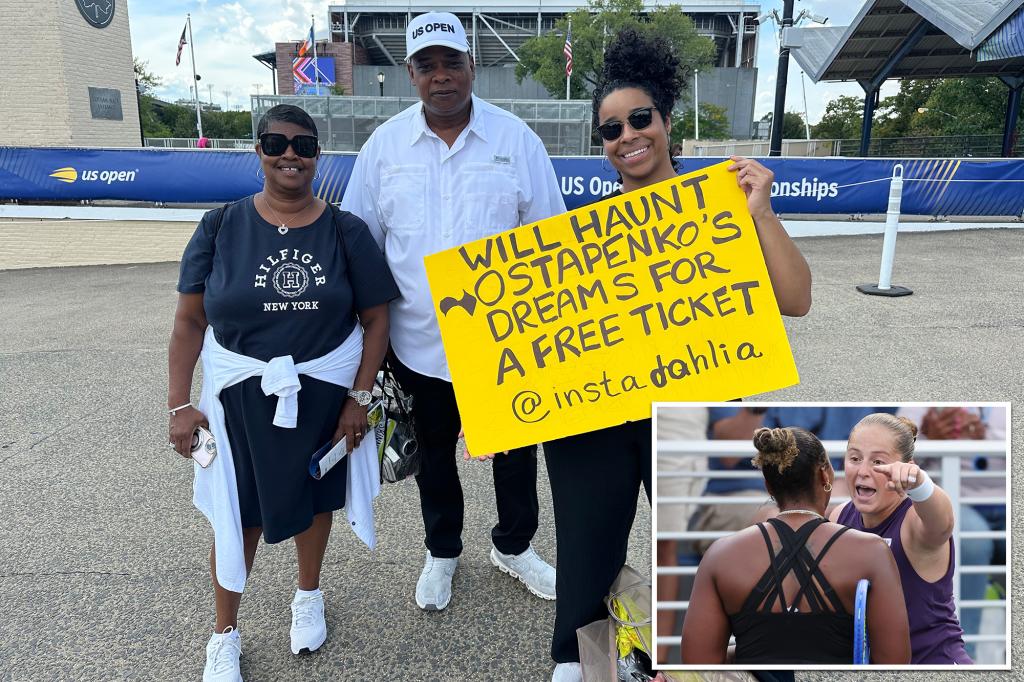 Tennis fan wins free US Open ticket with a sign calling out sore loser Jeļena Ostapenko