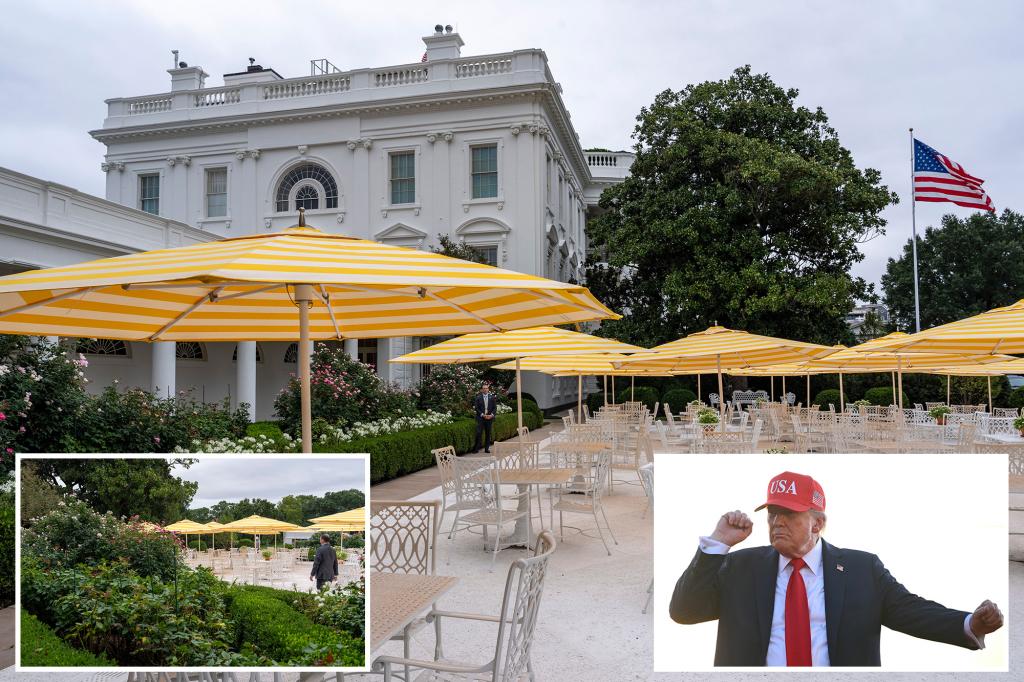 Trump entertains on the White House’s new patio, playing Pavarotti and Procol Harum.