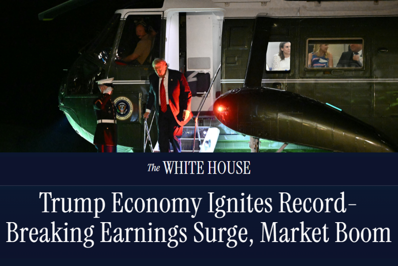 U.S. earnings reach record highs, while the stock market sees substantial growth during Trump’s administration