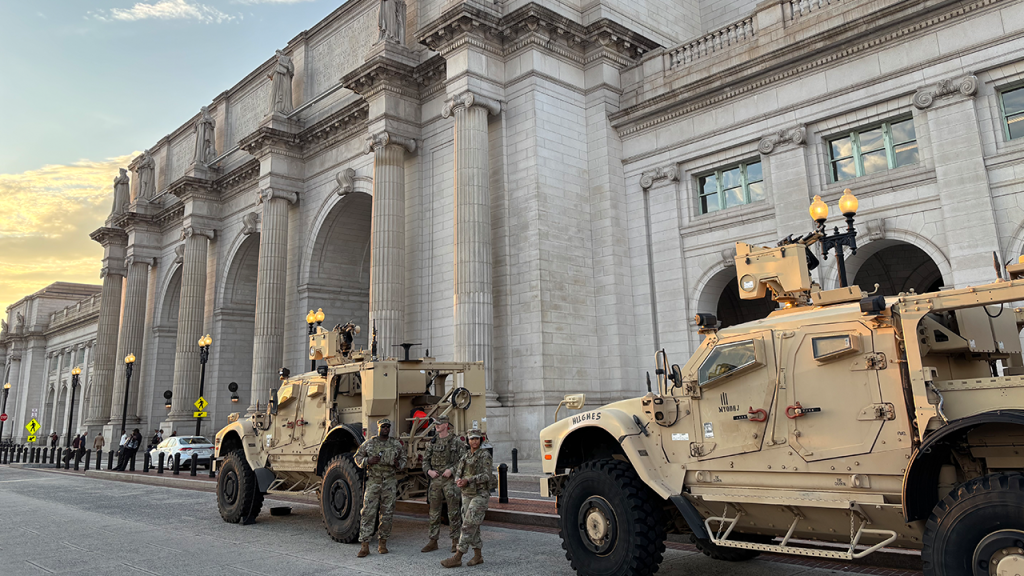 Union Station in Washington, D.C. has National Guard troops in response to Trump's crime-fighting efforts.