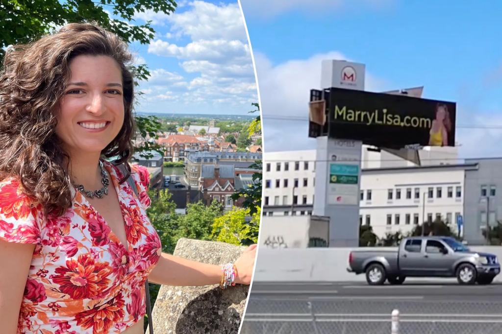 42-year-old single woman in the Bay Area purchases 'Marry Me' billboards in a final attempt to find a partner