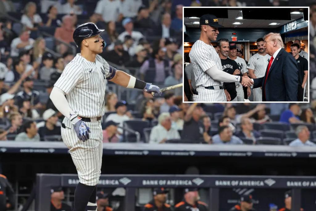 Aaron Judge hits a home run for the Yankees shortly after greeting Trump