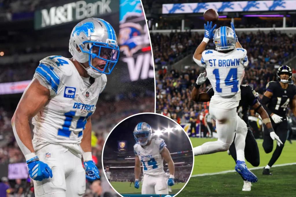 Amon-Ra St. Brown's NSFW celebration picked up on a hot mic during 'MNF' victory over the Ravens