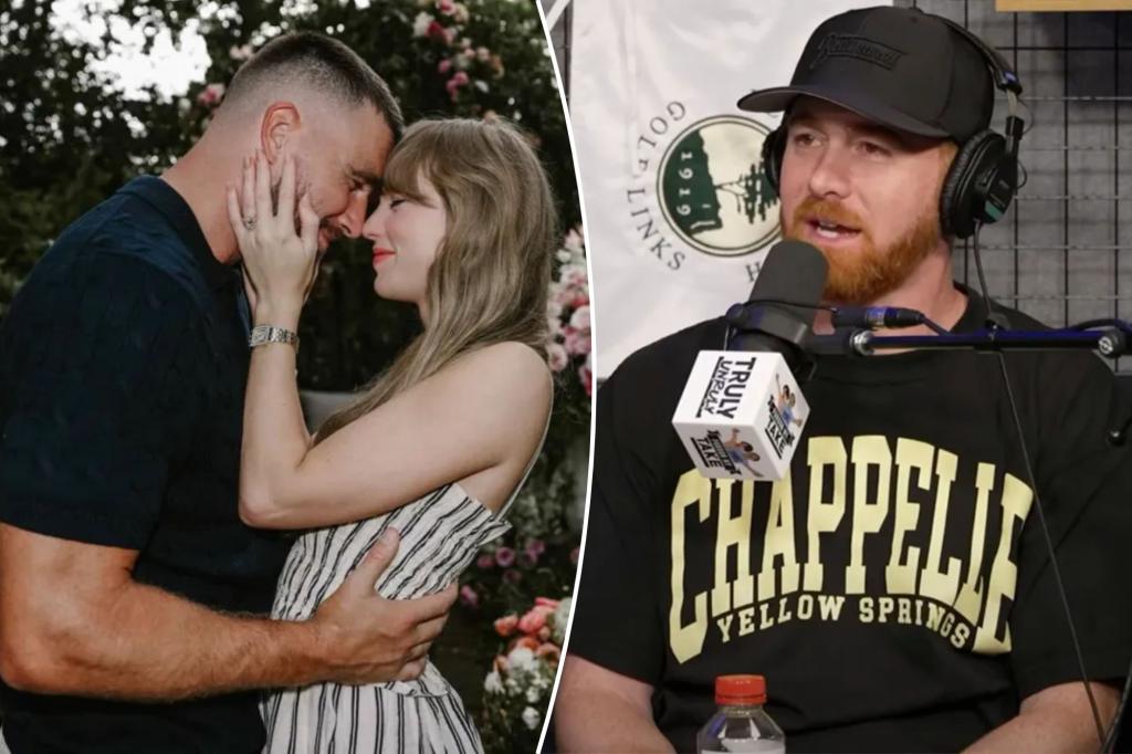 Andrew Santino does not anticipate receiving an invitation to the Taylor Swift and Travis Kelce wedding.