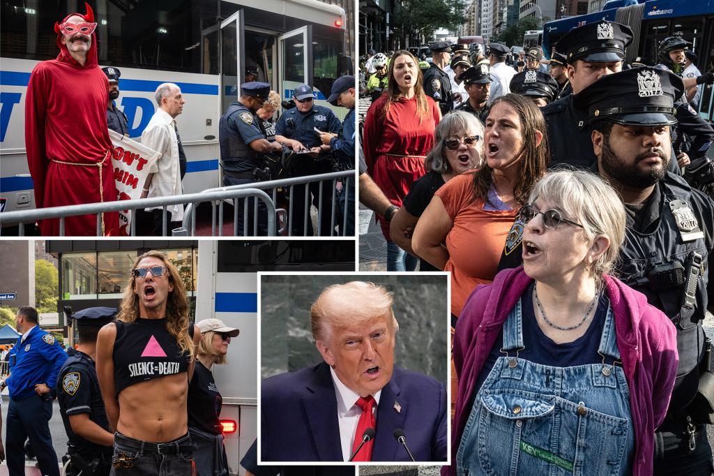 Anti-Trump protesters arrested near the UN shouting, 'No fascist USA!'