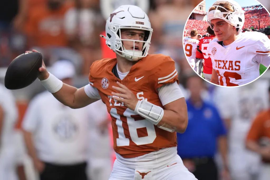 Arch Manning reacts to Ohio State setback with impressive first half against San Jose State