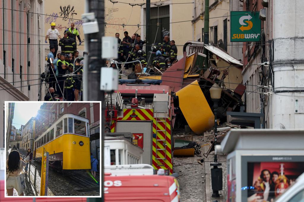 At least 15 people have died and 18 others are hurt after a funicular train in Lisbon went off its tracks.