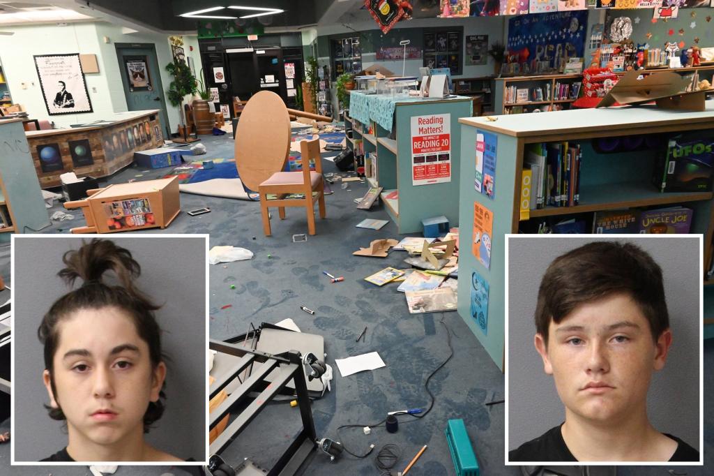 Boys in Florida rack up $50K in damage to school library, reported by their mothers.