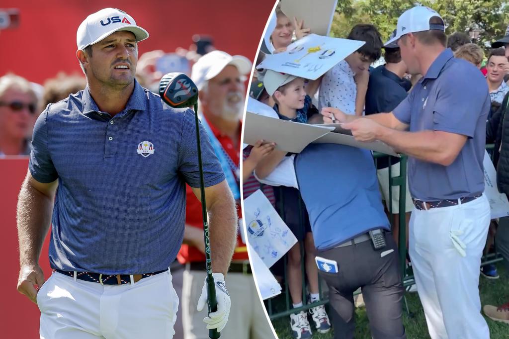 Bryson DeChambeau autographs as Ryder Cup crowd rushes barricade in chaotic scene