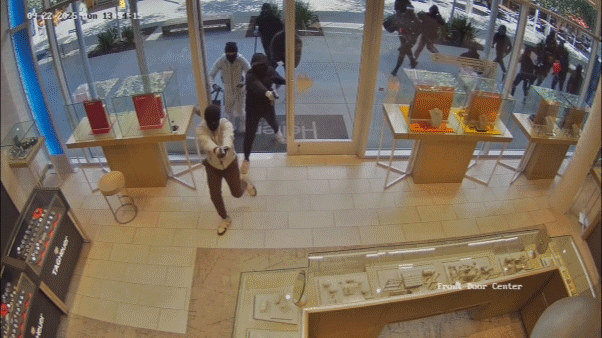 Camera captures armed group during jewelry store theft in California