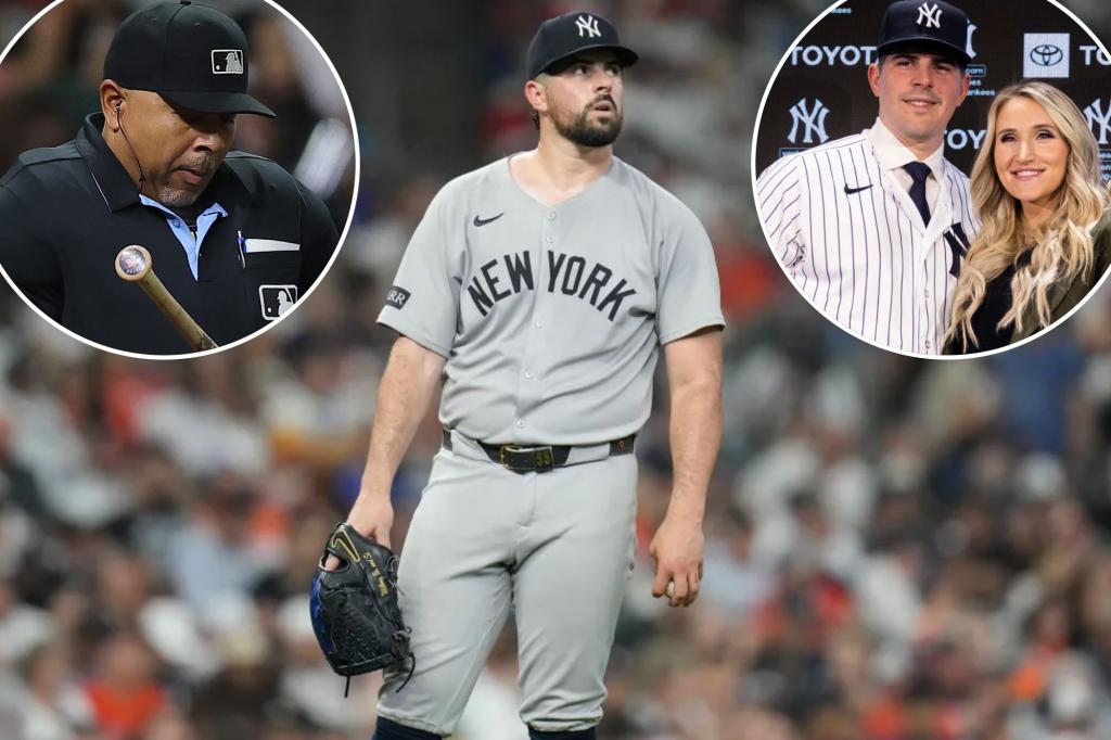 Carlos Rodon's wife criticizes umpires for terrible calls made against the Yankees