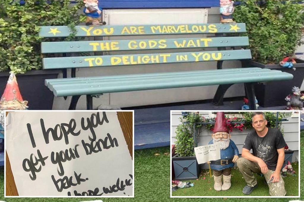 Cherished unusual &lsquo;landmark&rsquo; bench taken from outside New York City home
