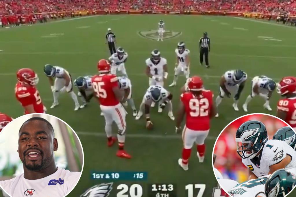 Chris Jones and Jalen Hurts in intense exchange caught on microphone