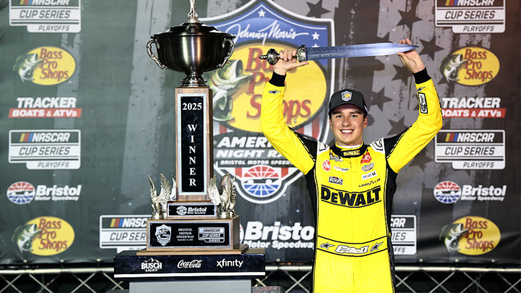 Christopher Bell dedicates his Bristol win to Charlie Kirk