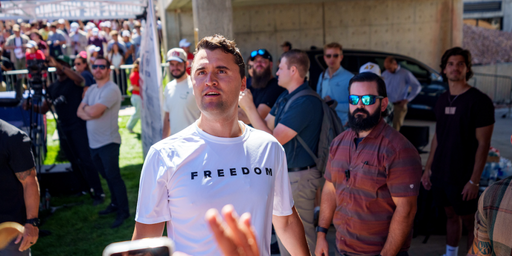 College student openly ridicules Charlie Kirk's assassination at campus vigil for slain TPUSA founder. Serious error.