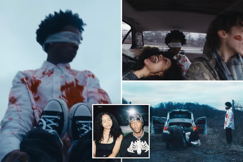 D4vd created an unsettling music video featuring him pulling a body to a trunk.