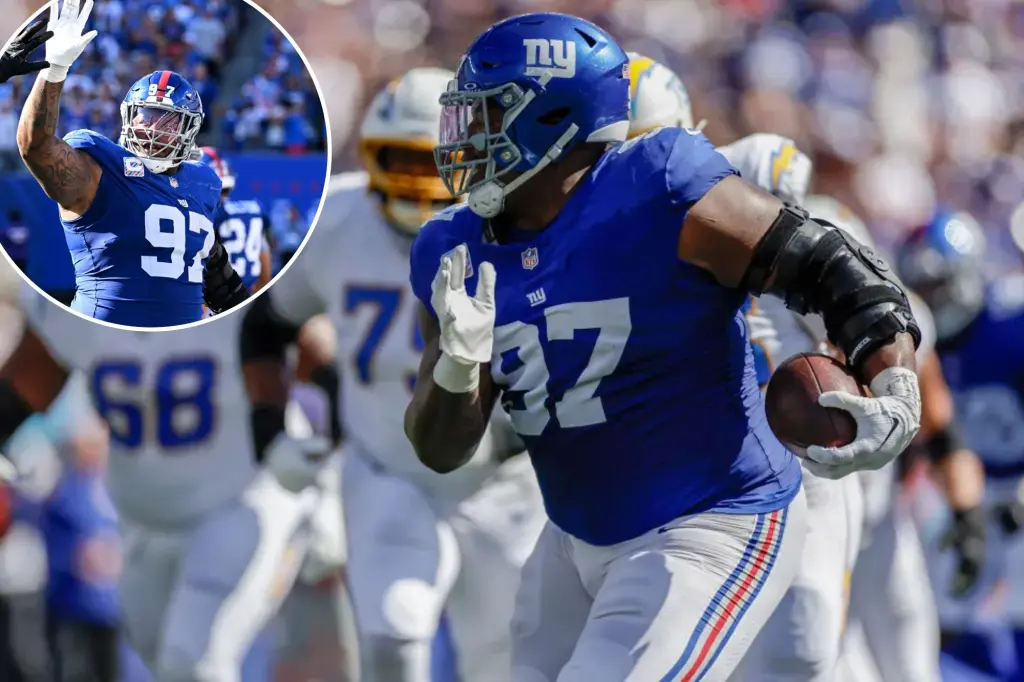 Dexter Lawrence of the Giants achieves redemption with his first interception