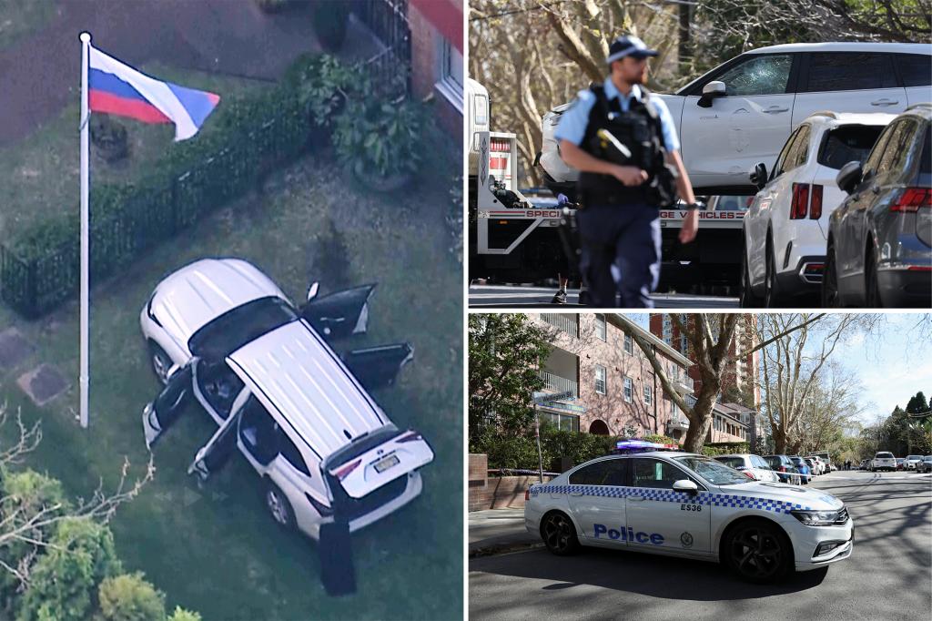Driver taken into custody after crashing vehicle into Russian consulate in Sydney