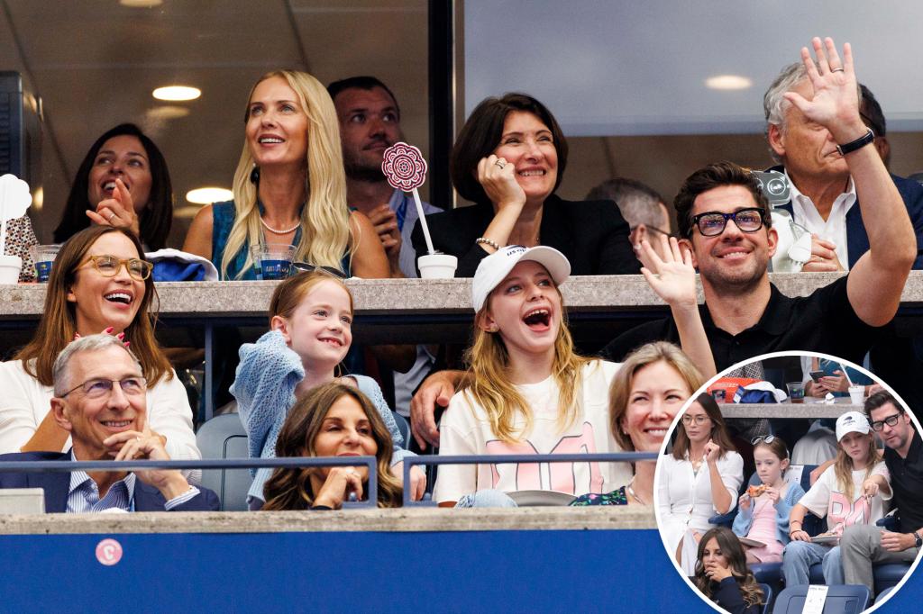 Emily Blunt and John Krasinski's daughters have a rare outing at the US Open.